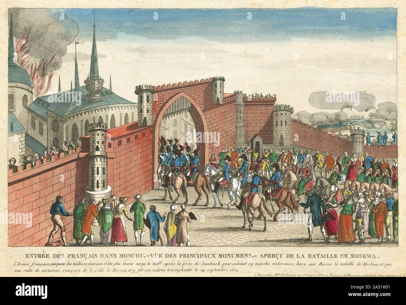 Entrée des Français dans Moscou 1812. Foto Stock