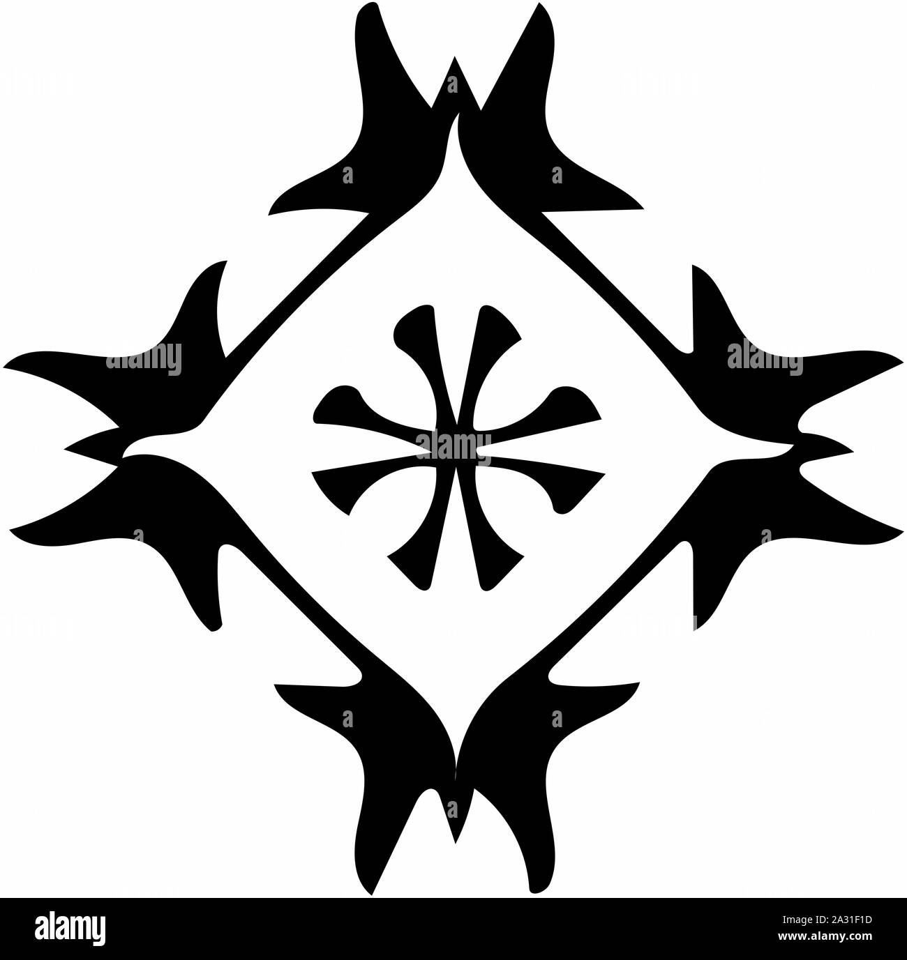 Ornati in astratto simbolo nero su sfondo bianco Foto Stock