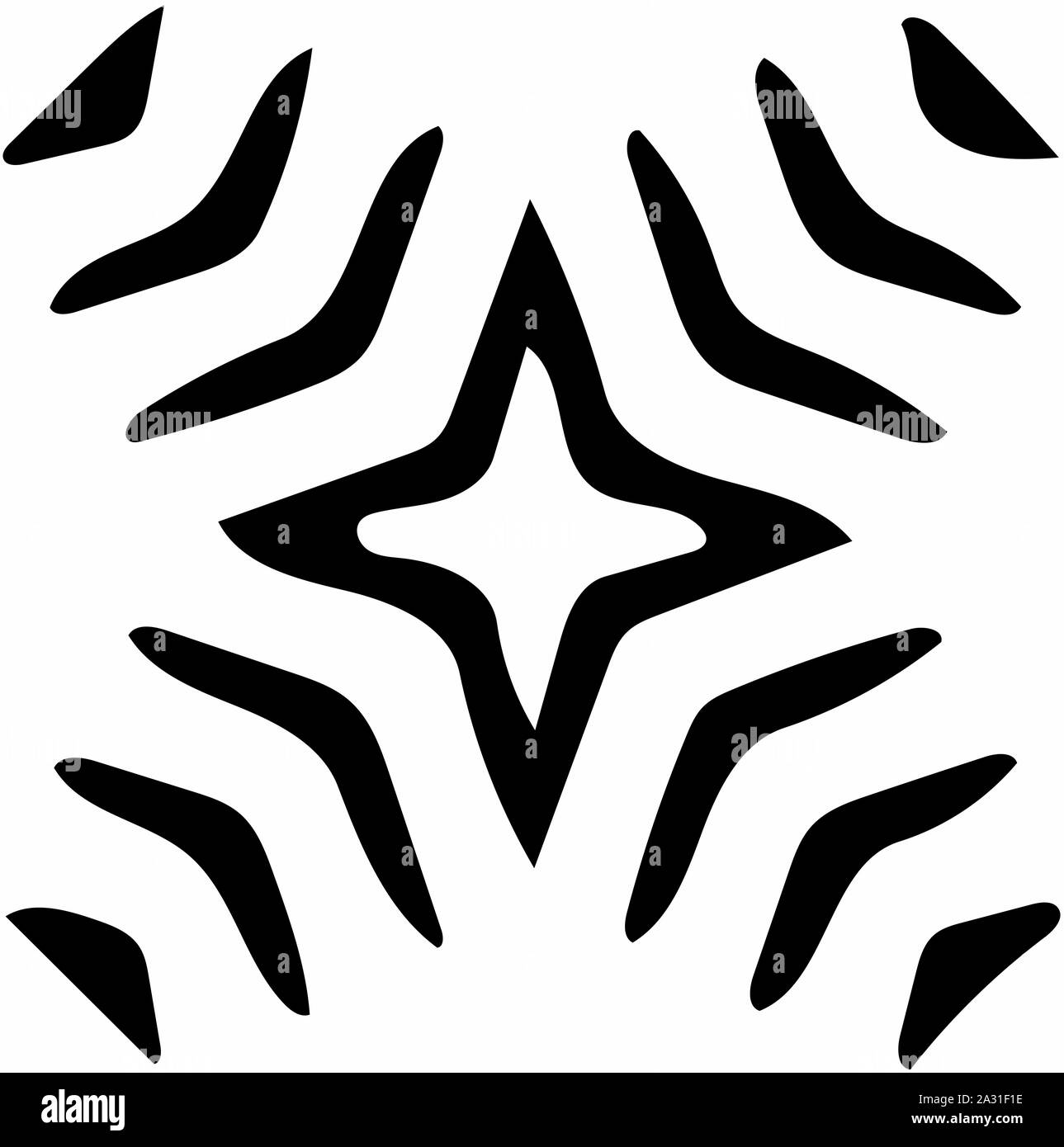 Ornati in astratto simbolo nero su sfondo bianco Foto Stock