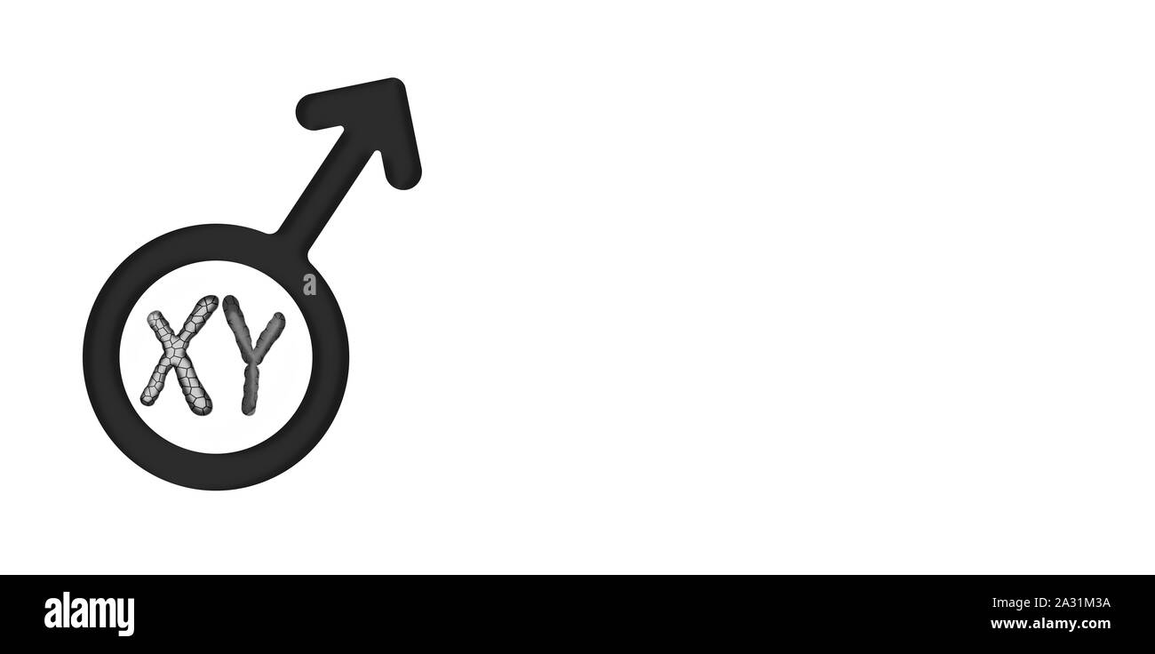Bianco e nero simbolo grafico del maschio con X e Y cromosoma Foto Stock