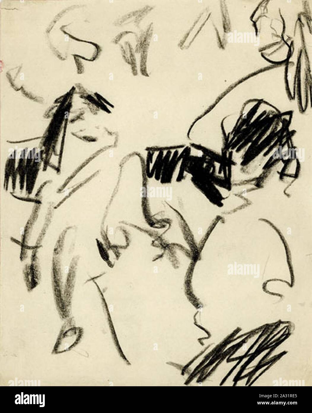 Ernst Ludwig Kirchner - Fränzi auf der Couch und Sitzende (1910). Foto Stock