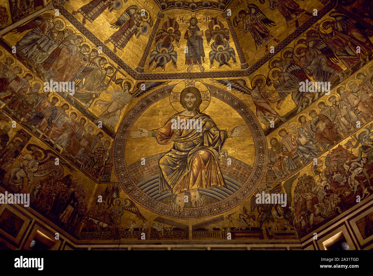 Firenze, Italia. Battistero di San Giovanni. Mosaici a soffitto. 1240-1300. Scena biblica sull'archivio. Regione Toscana. Foto Stock
