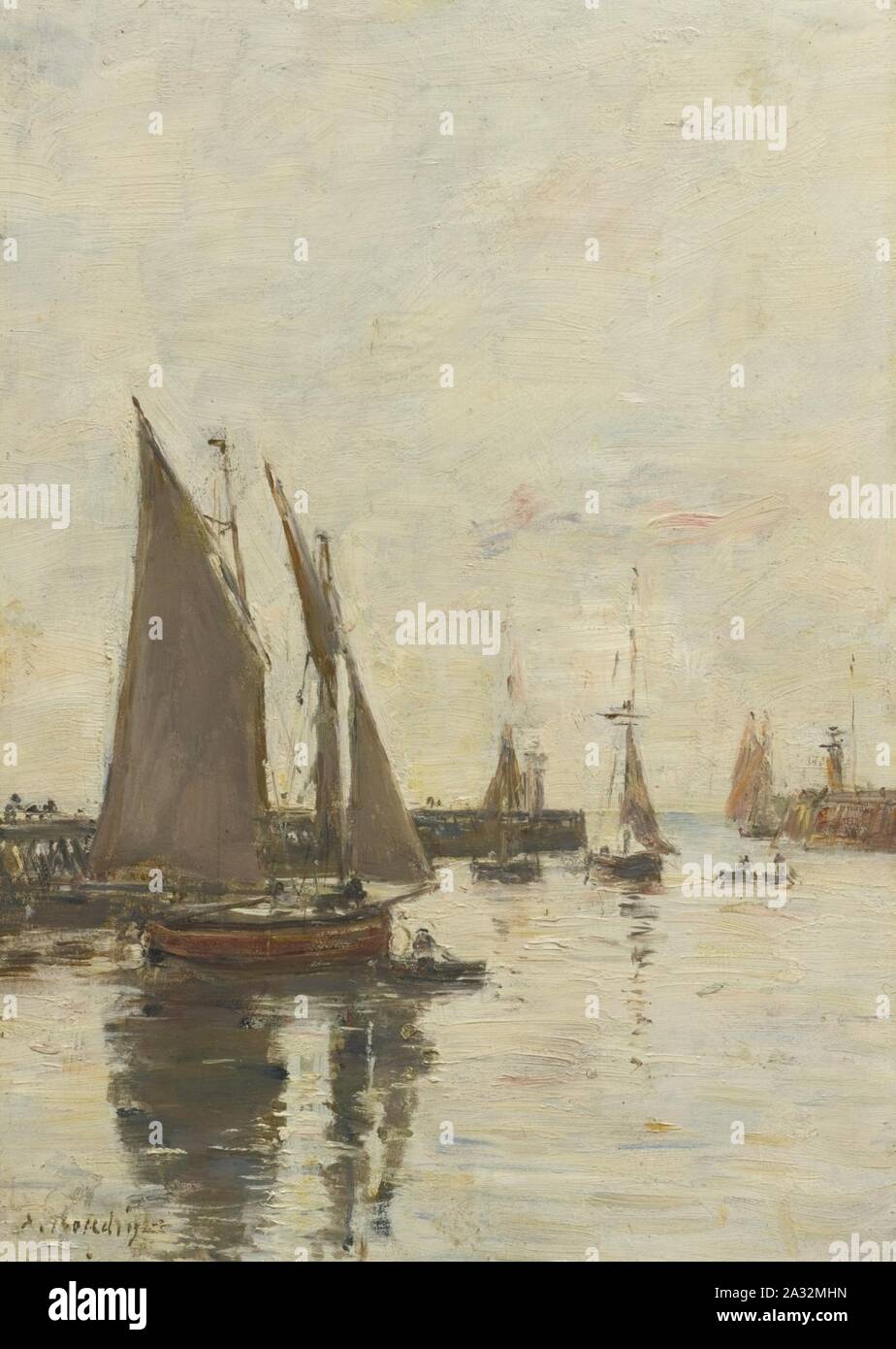 Eugène Boudin - Trouville, les jetées marée haute. Foto Stock