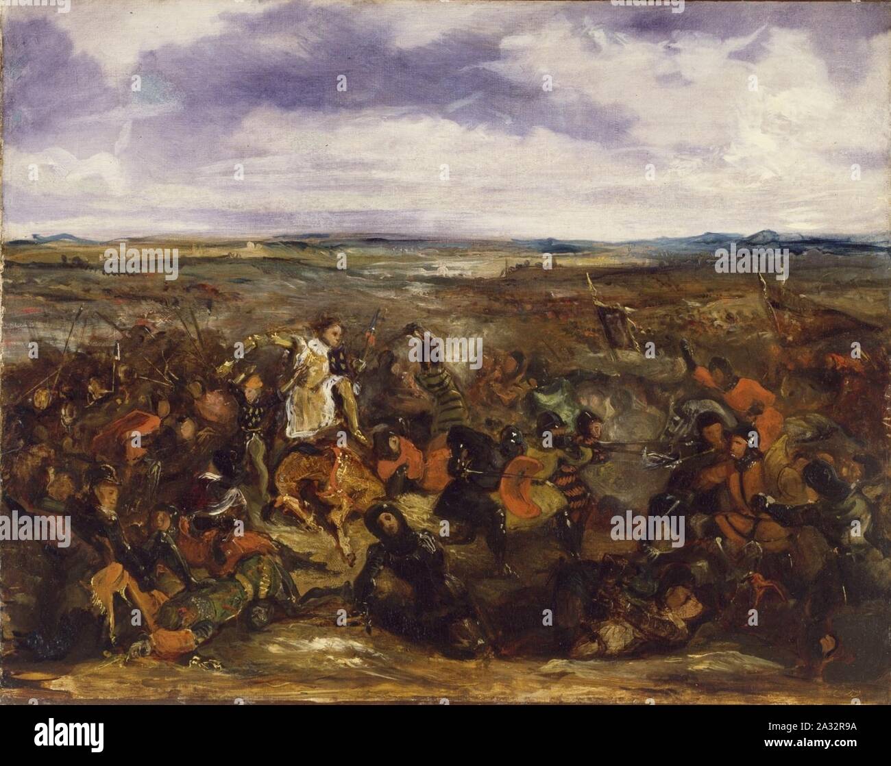 Eugène Delacroix - bozzetto per la battaglia di Poitiers - Foto Stock