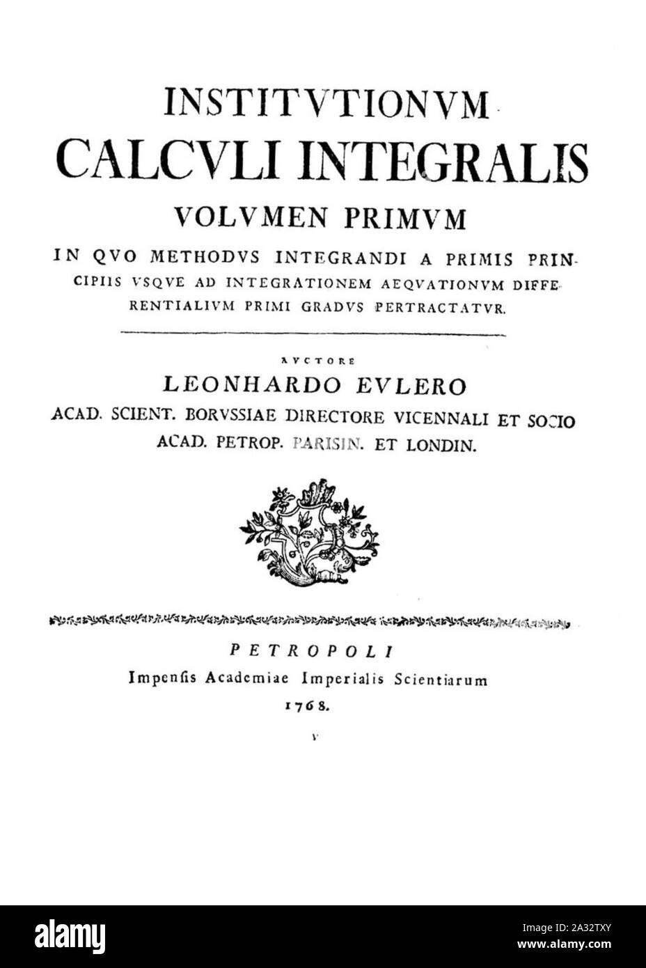 Euler - Institutionum calcoli integralis, 1768 - 1338320 BEIC F. Foto Stock