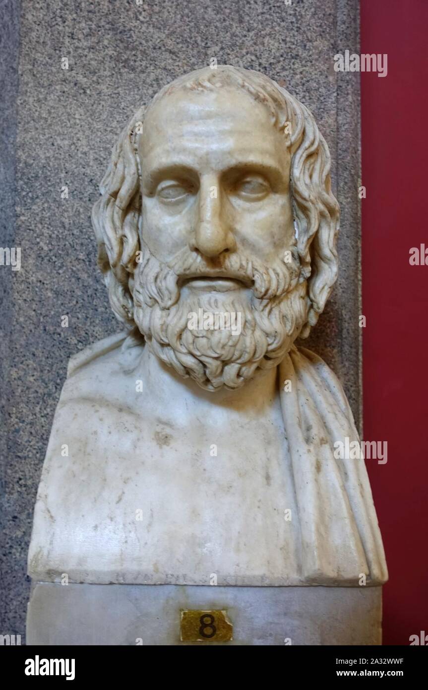 Euripide. inv. 302, copia romana dopo un originale greco da ca. 330 BC, marmo - Foto Stock