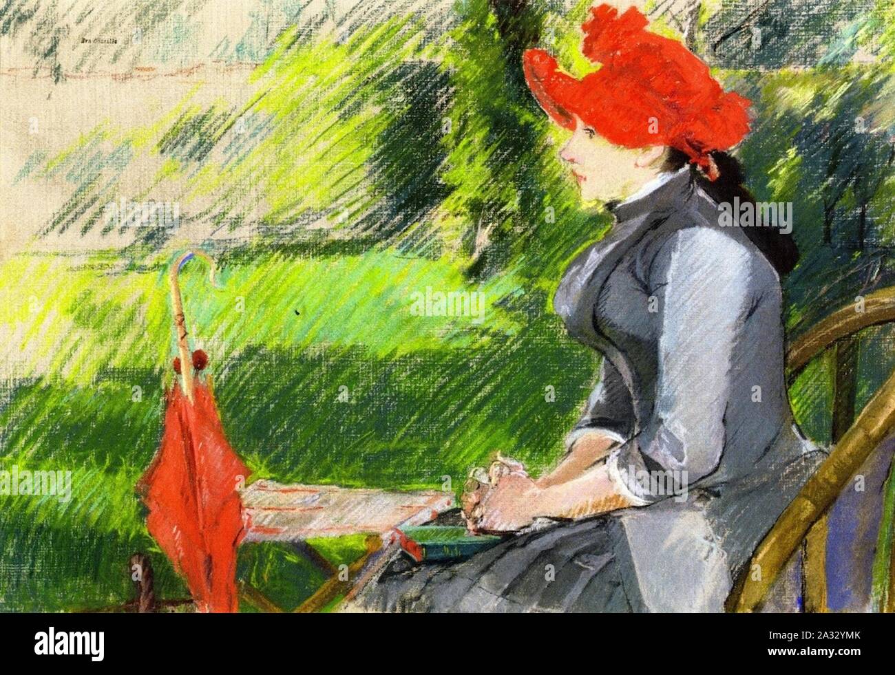 Eva Gonzalès - Le lecture Au Jardin. Foto Stock