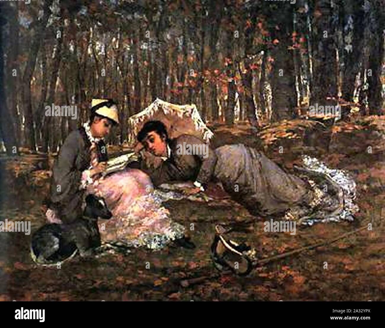 Eva Gonzalès - Lettura nella foresta. Foto Stock