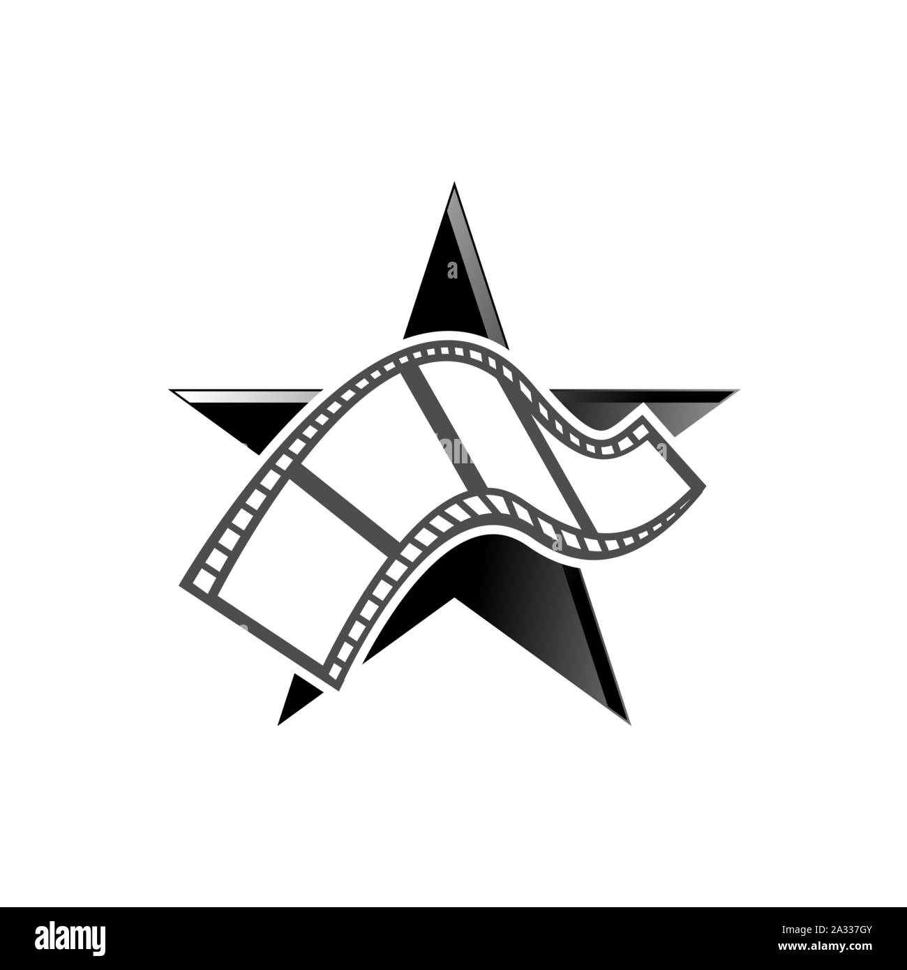 Rotolo cinematografico film e star logo icona vettore concetto illustrazione elemento di design Illustrazione Vettoriale