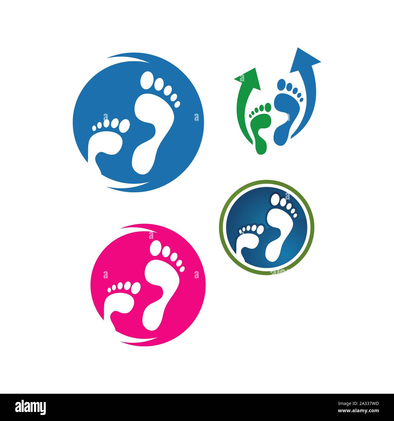 Cura podiatric foot print logo design icona vettore modello di illustrazione Illustrazione Vettoriale