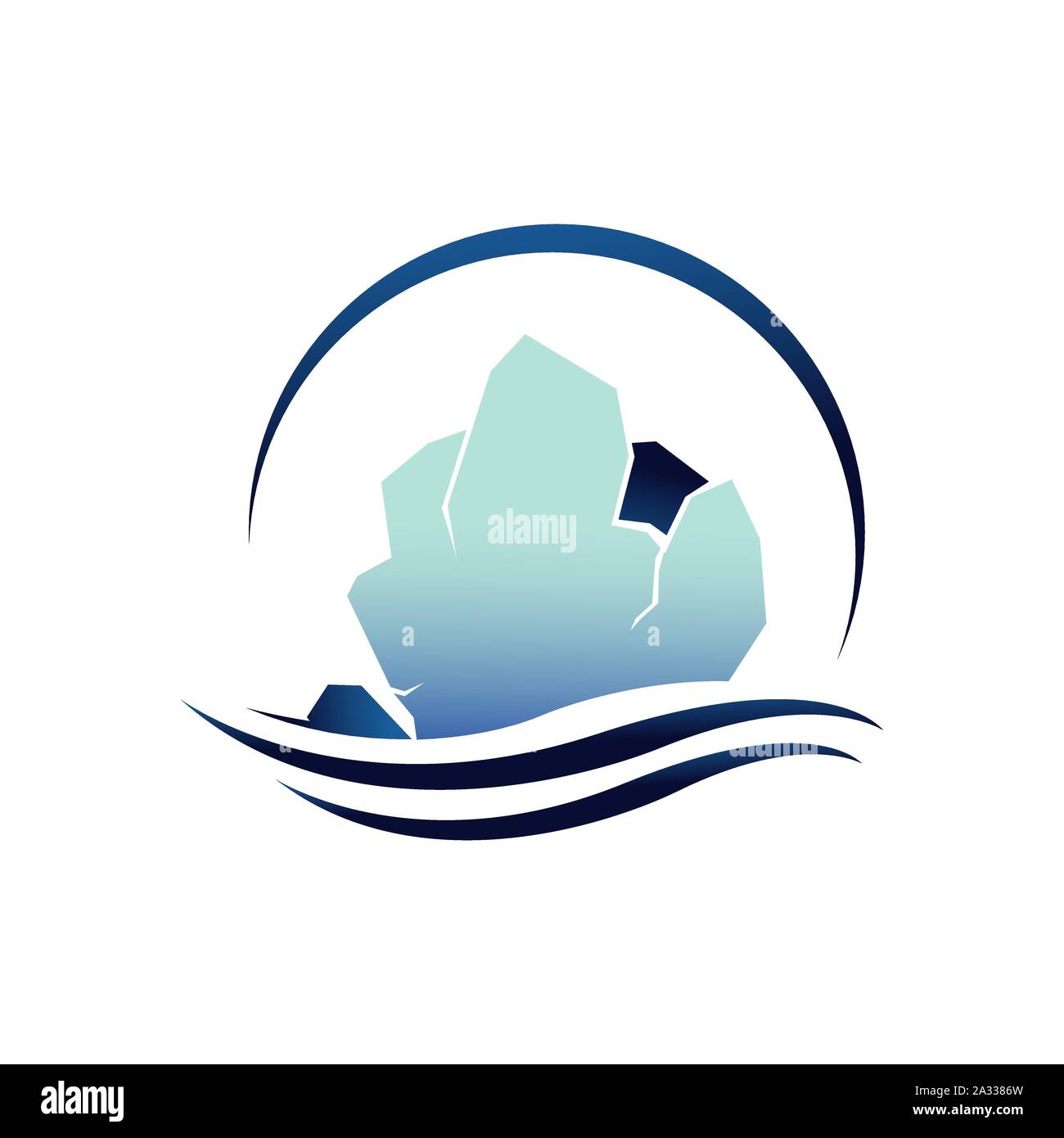 Ghiacciai iceberg logo design illustrazione vettoriale isolati su sfondo bianco Illustrazione Vettoriale