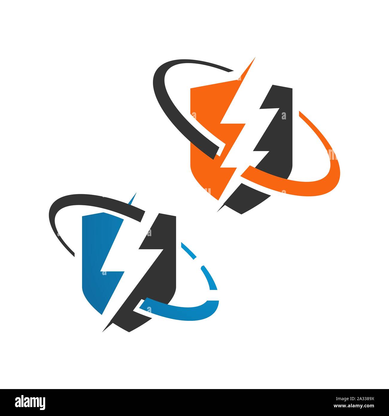 Protezione di sicurezza protezione elettrica e logo design concept vector Modello icona Illustrazione Vettoriale