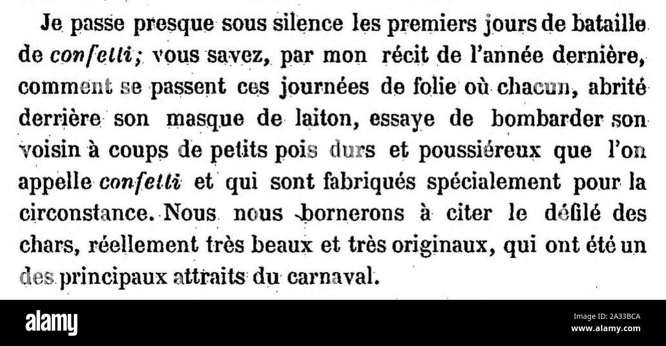 Extrait de l'articolo Courrier de Nice - L'Univers illustré - 21 février 1891 - p. 97 - 3ème colonne. Foto Stock