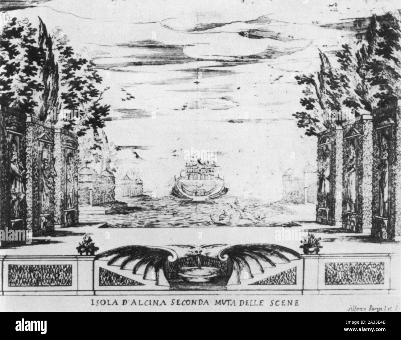 F. Caccini - La liberazione di Ruggiero - Scena 2. Foto Stock