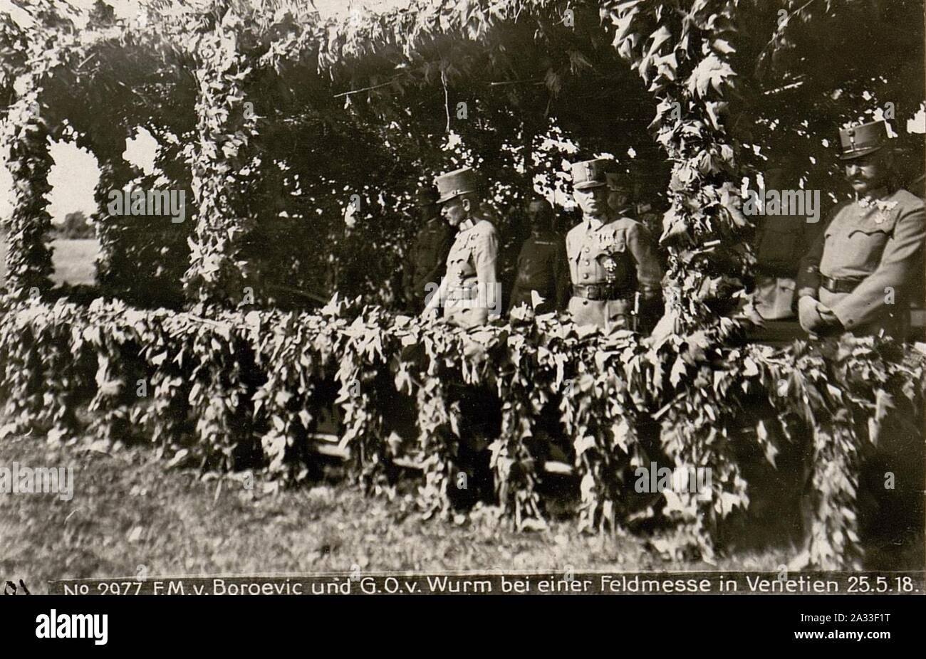 F.M.v.Boroevic und G.O.v.Wurm bei einer Feldmesse in Veneto 25.5.18. Foto Stock