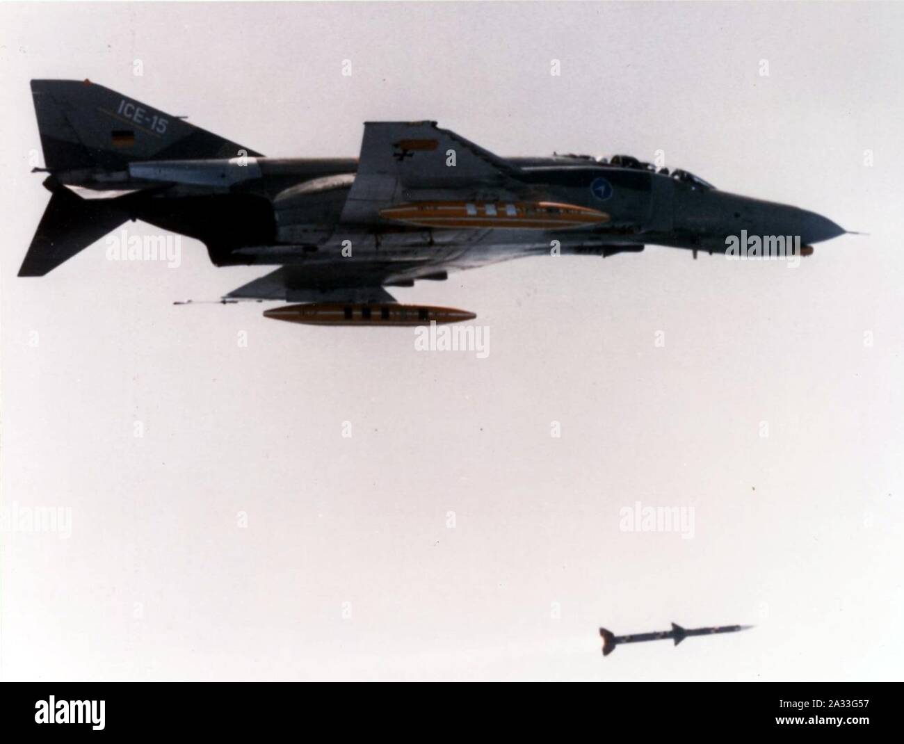 F-4F fantasma di ghiaccio lancia AIM-120. Foto Stock