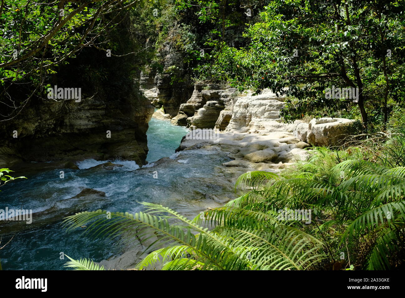 Indonesia Isola di Sumba Tanggedu cascata Luku Mondu il letto del fiume Foto Stock