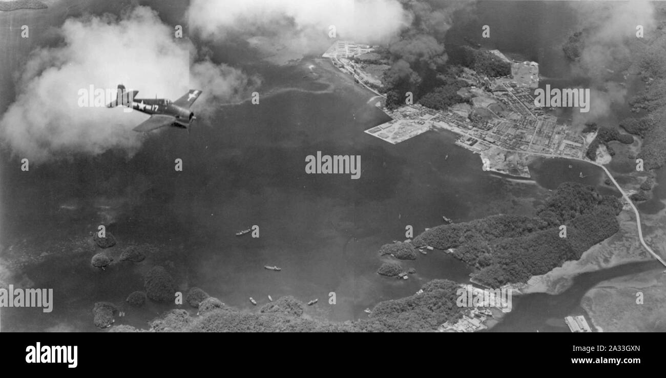 F6F su Koror Palau Marzo 1944. Foto Stock