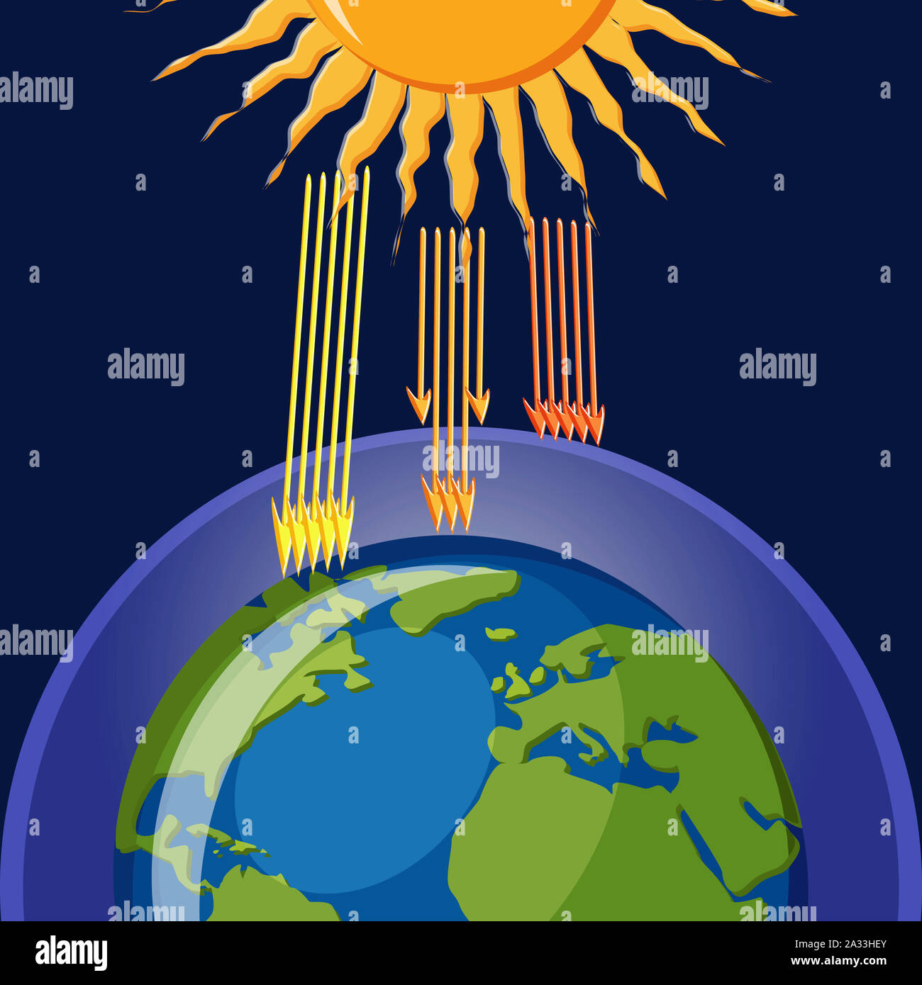 Protezione dello strato di ozono dalle radiazioni UV, illustrazione Foto Stock