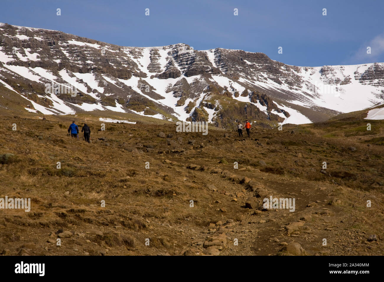 Escursionismo su Esja in Islanda Foto Stock