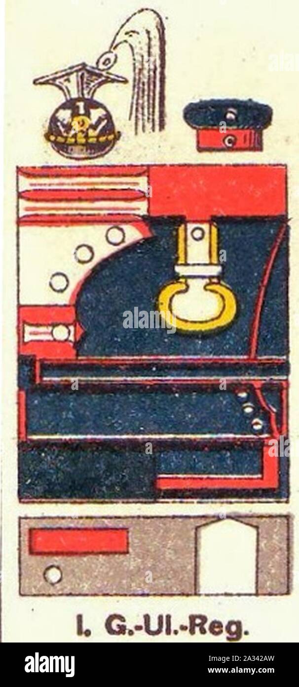 Farbschema der uniforme di 1. Garde-Ulanen-reggimento Die Uniformen der deutschen Armee Ruhl Tafel 15. Foto Stock