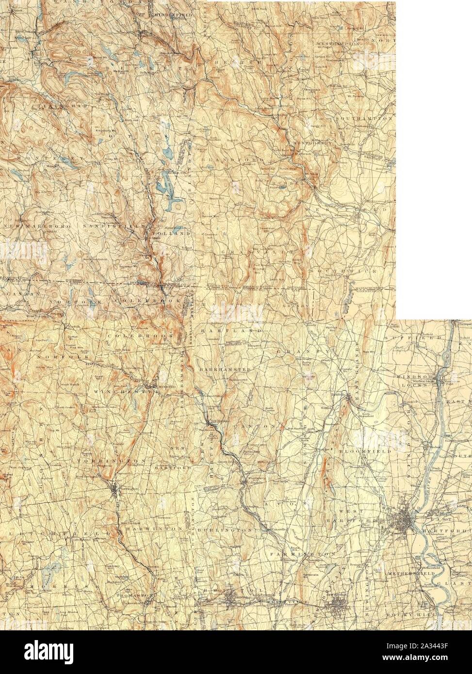 Farmington Fiume (Massachusetts Connecticut) mappa. Foto Stock