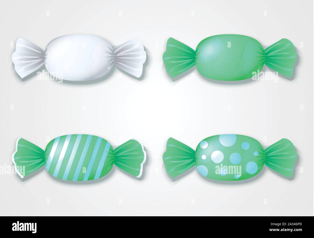 Set di caramelle colorate in involucri - bianco e blu Illustrazione Vettoriale