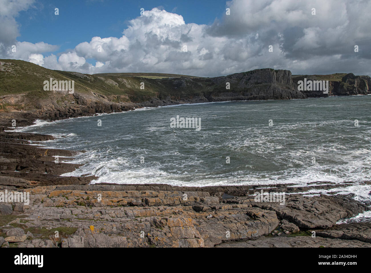 La costa vicino a vite senza fine la testa, Gower, Galles del Sud Foto Stock