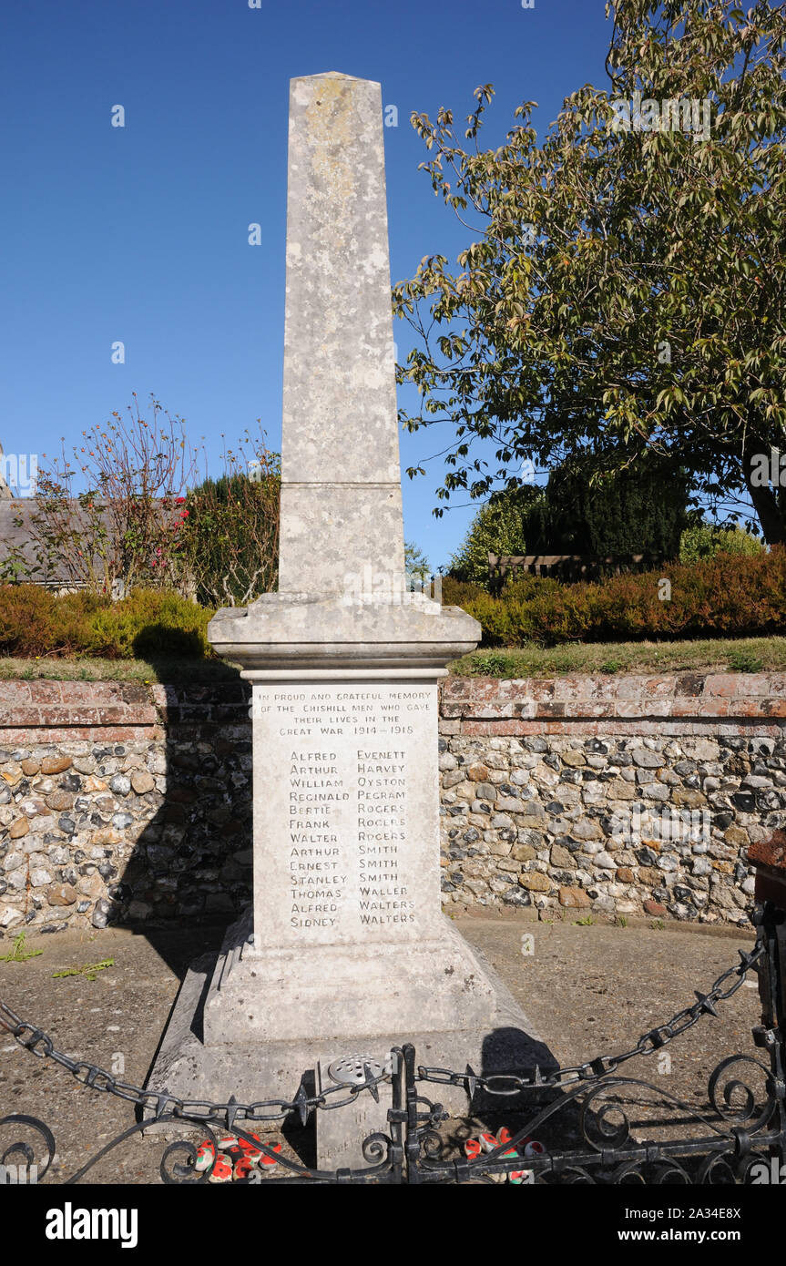 Memoriale di guerra, Grande Chishill. Cambridgeshire Foto Stock