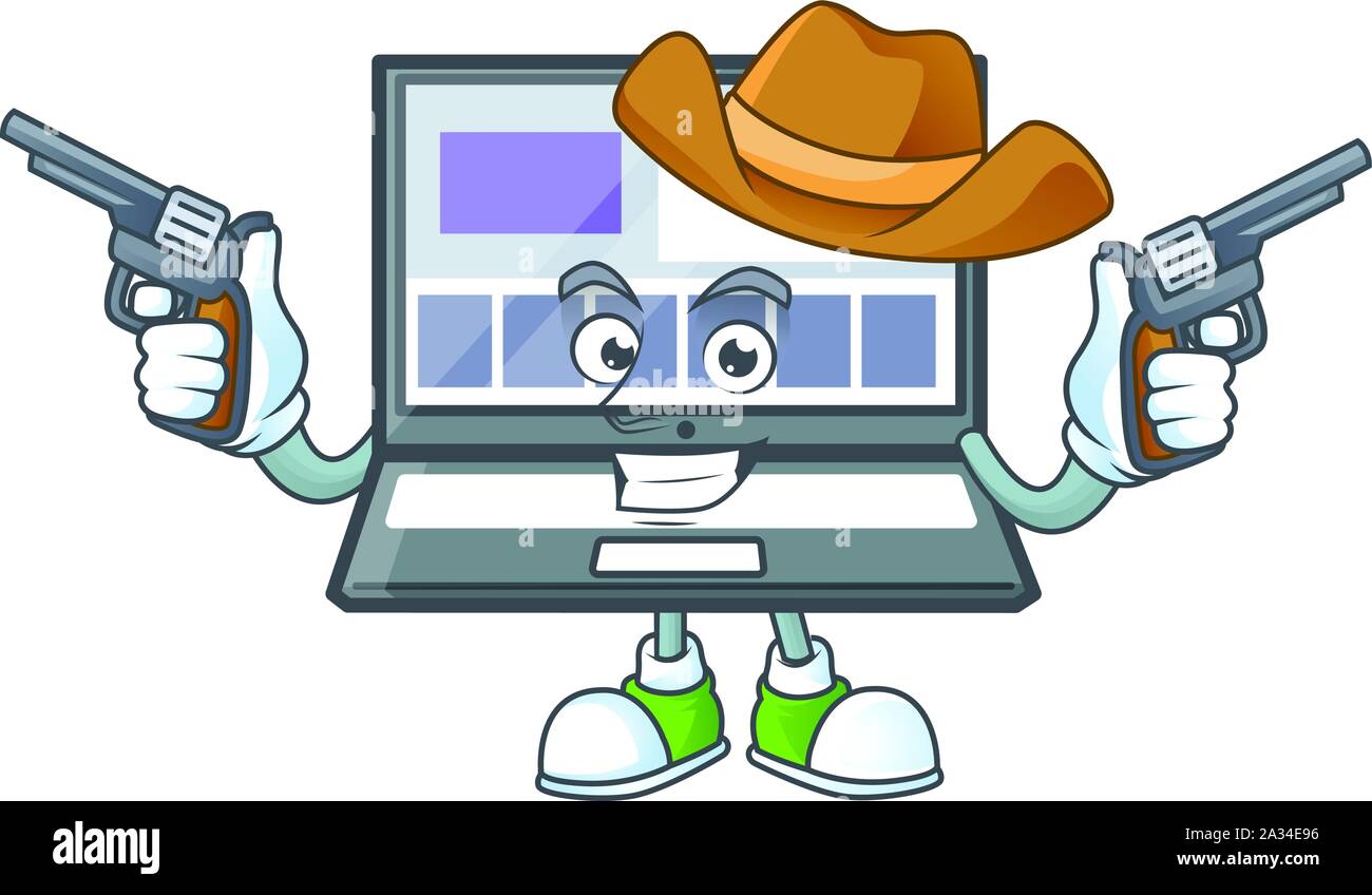 Cowboy portatile con un cartone animato stile carattere Illustrazione Vettoriale