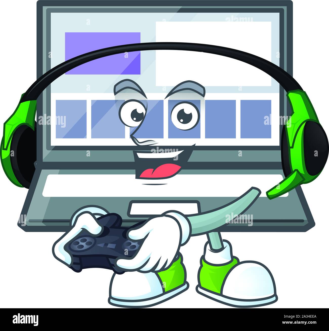 Notebook per videogame con un cartone animato stile carattere Illustrazione Vettoriale