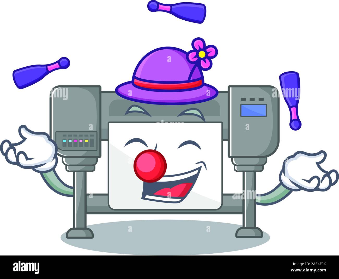 Giocattolo di giocoleria plotter sulla sedia mascotte Illustrazione Vettoriale