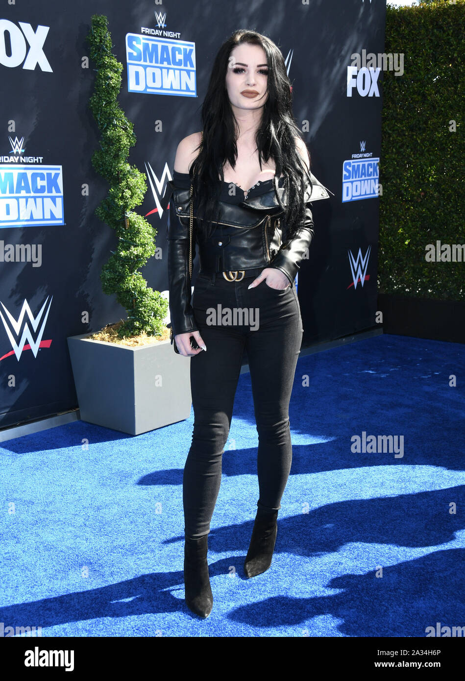 Ottobre 4, 2019, Los Angeles, California, Stati Uniti d'America: 04 Ottobre 2019 - Los Angeles, California - Paige, Saraya-Jade Bevis. WWE ventesimo anniversario Celebrazione Premiere di WWE Friday Night SmackDown su FOX tenutosi a Staples Center. Photo credit: Birdie Thompson/AdMedia (credito Immagine: © Birdie Thompson/AdMedia via ZUMA filo) Foto Stock