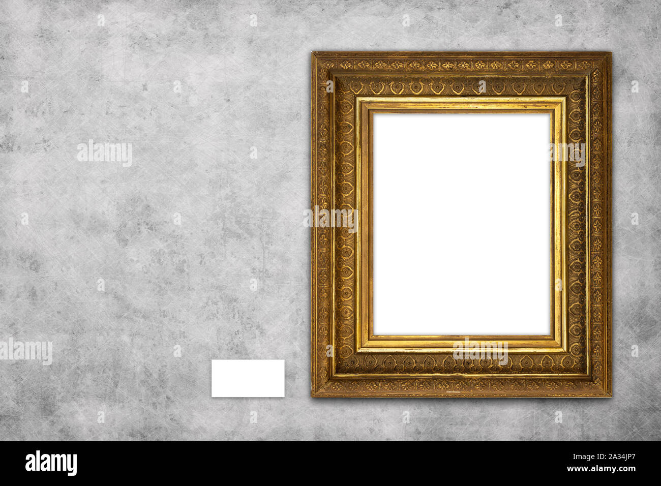 Vuoto bella cornice immagine mock-up appeso alla parete di cemento in galleria Foto Stock