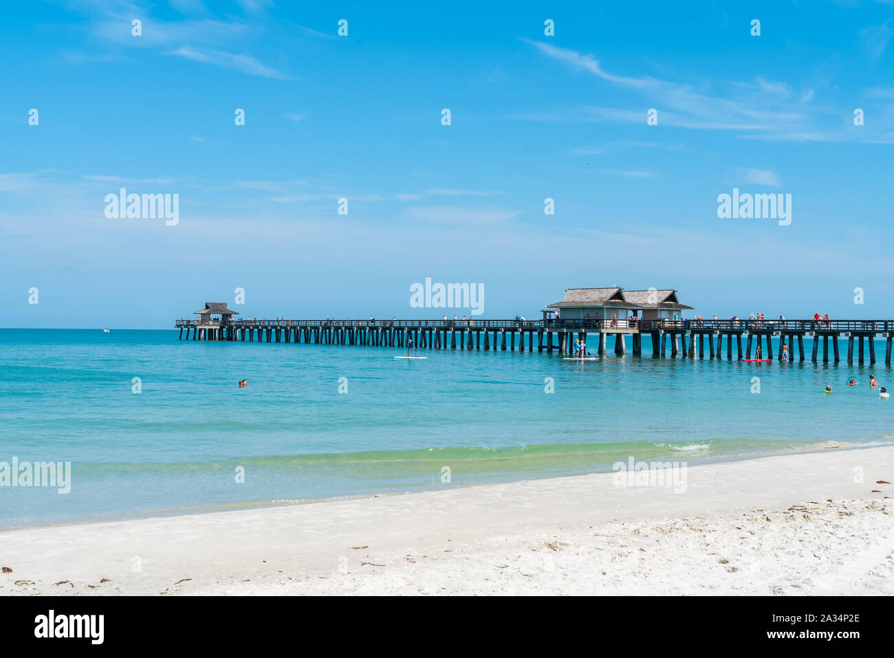 Napoli Molo sul Golfo del Messico in Naples, Florida sulla costa sud-ovest vicino a Marco Island e Fort Myers, Bonita Springs Foto Stock