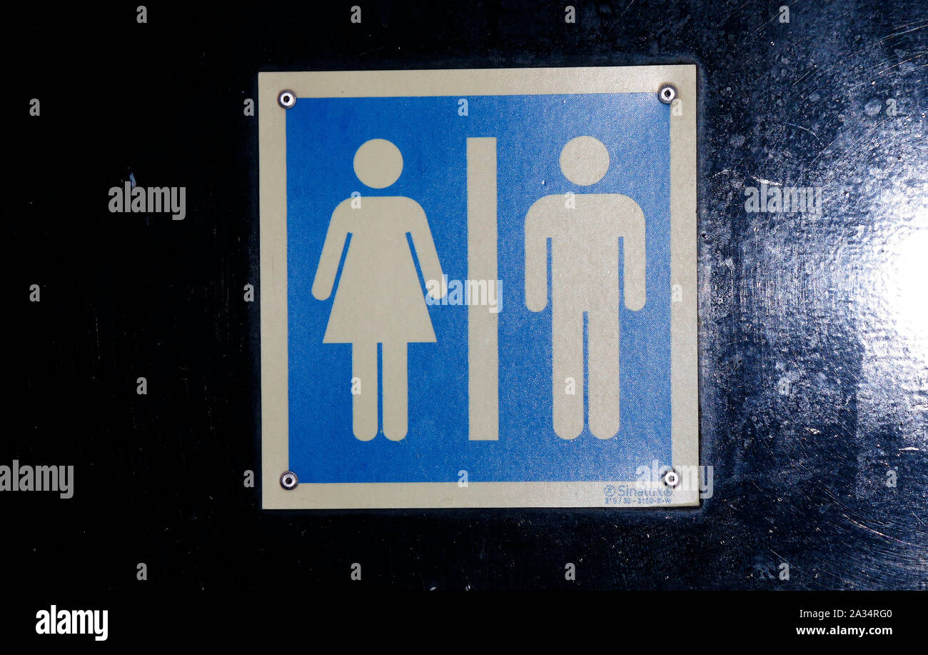 Simbolo fuer Toiletten, Lisbona, Portogallo. Foto Stock