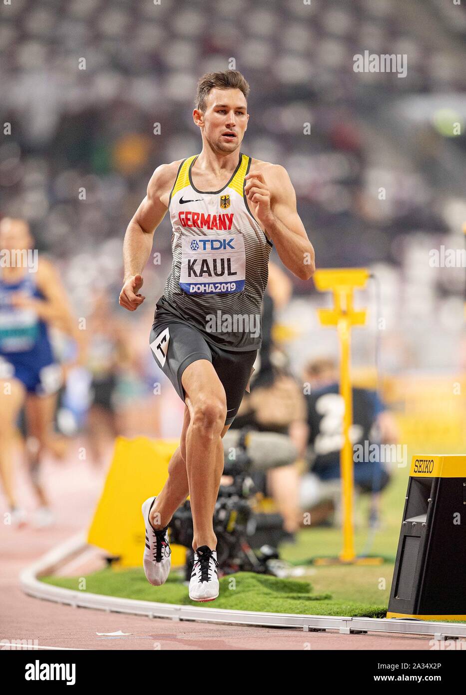 Vincitore Niklas KAUL (Germania/1° posto), azione. 1500m decathlon di uomini, su 03.10.2019 mondiali di atletica 2019 a Doha/Qatar, dal 27.09. - 10.10.2019. | Utilizzo di tutto il mondo Foto Stock