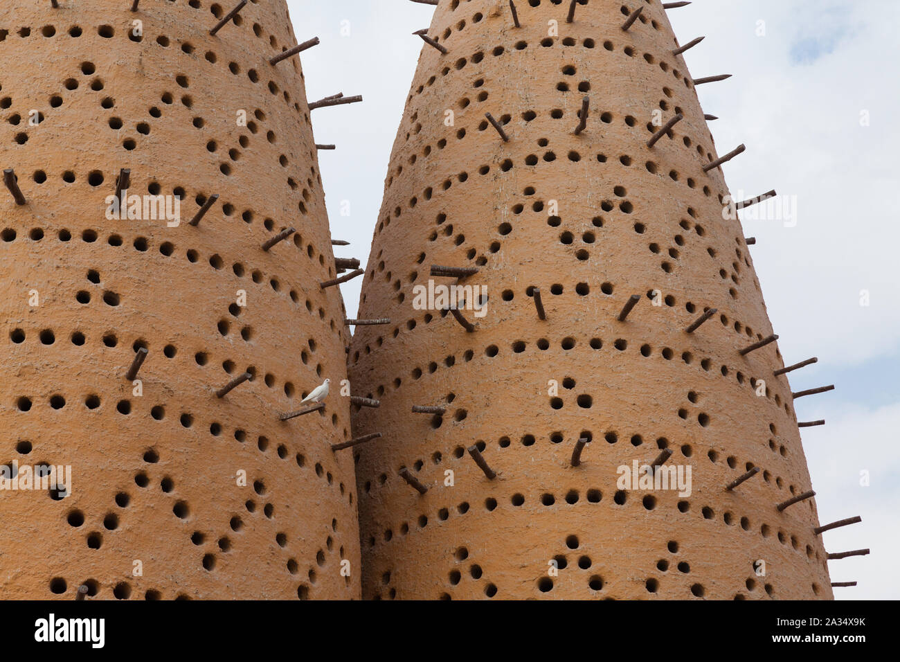 Torri di uccelli nel Villaggio Culturale, Doha, Qatar Foto Stock