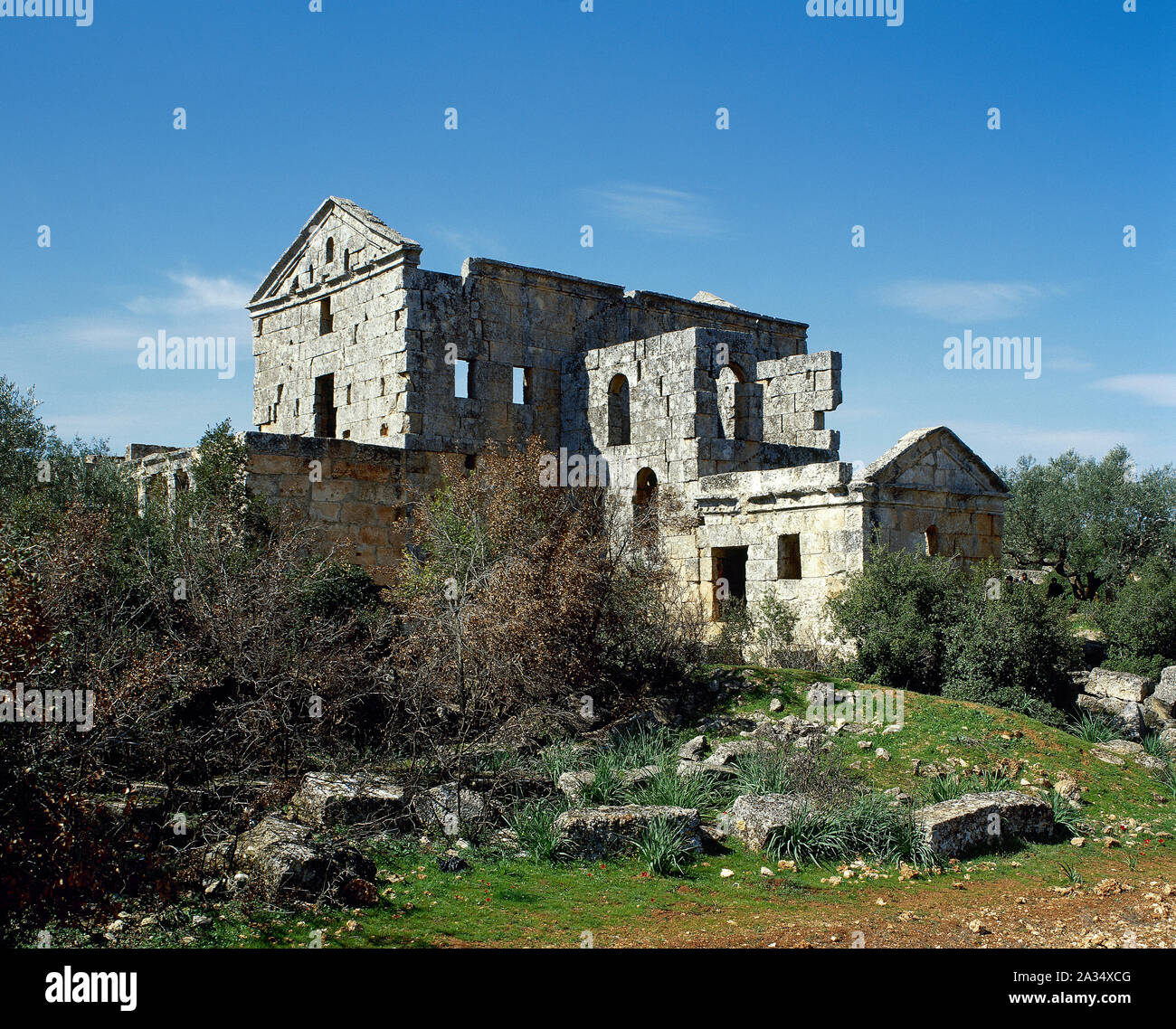 Serjilla, Siria. Città morte. 5a-6a secolo. Bizantina. Le rovine dei bagni pubblici. (Foto scattata prima di siria guerra civile). Foto Stock