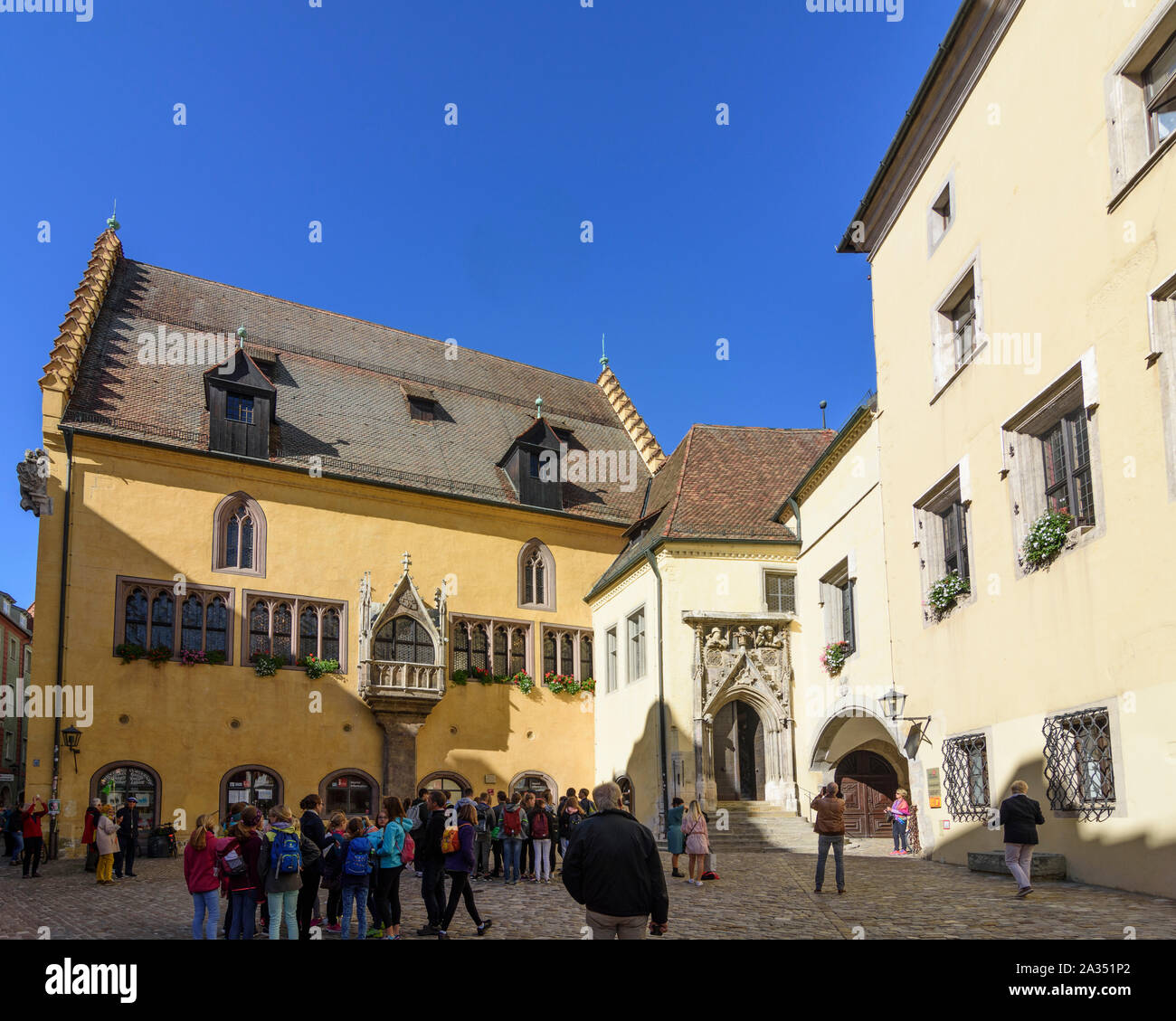 Regensburg: Vecchio Municipio, sito di Immerwährender Reichstag (Dieta imperiale, licenza perpetua la dieta di Ratisbona) in Oberpfalz, Alto Palatinato, Bayern, Bava Foto Stock