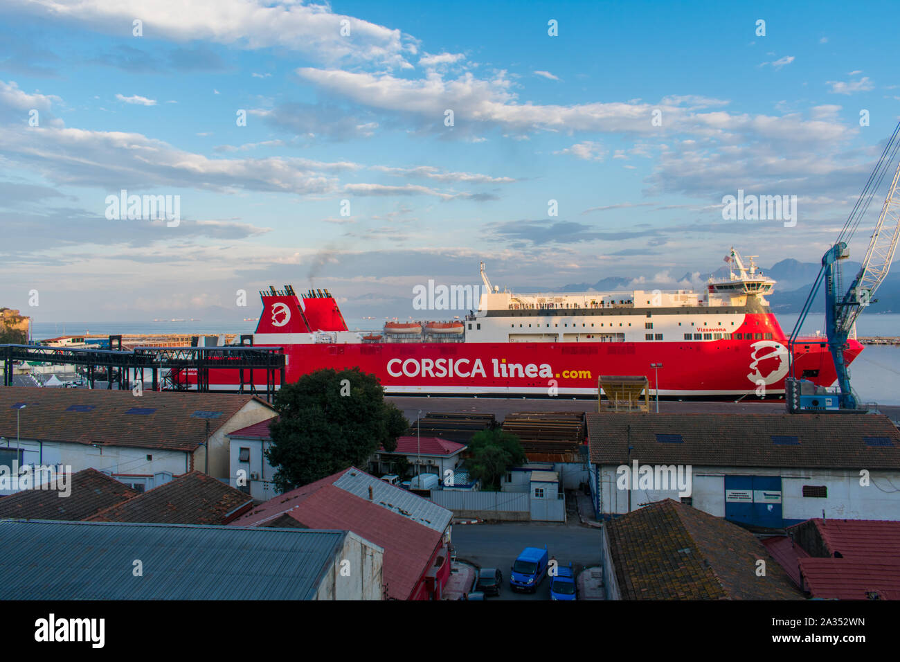 Corsica linea traghetto al porto di Bejaia poi andare a Marsiglia, Francia Foto Stock
