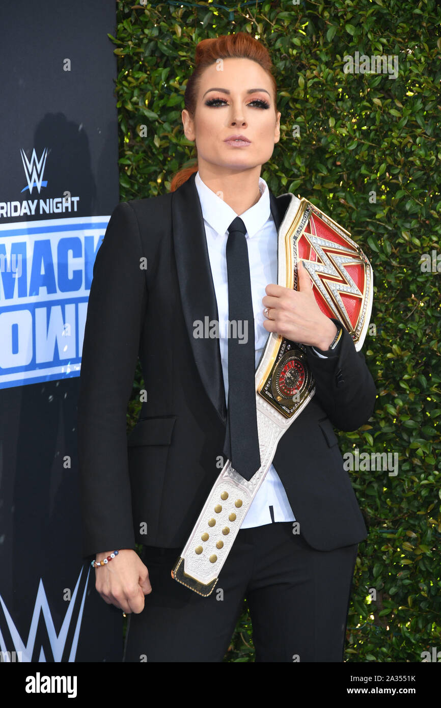 Los Angeles, Stati Uniti d'America. 04 ott 2019. Becky. WWE ventesimo anniversario Celebrazione Premiere di WWE Friday Night SmackDown su FOX tenutosi a Staples Center. Photo credit: Birdie Thompson/AdMedia /MediaPunch Credito: MediaPunch Inc/Alamy Live News Foto Stock