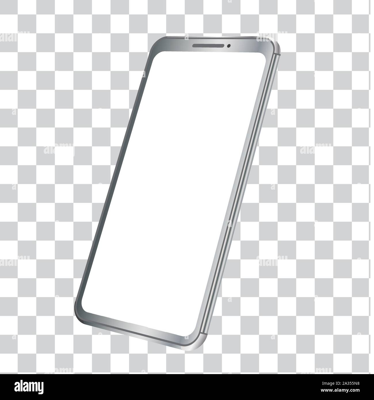 Smartphone vettore mockup. 3D illustrazione di un moderno telefono cellulare con cornice schermo vuoto. Modello per infographics, siti web landing pages, applicazioni Illustrazione Vettoriale