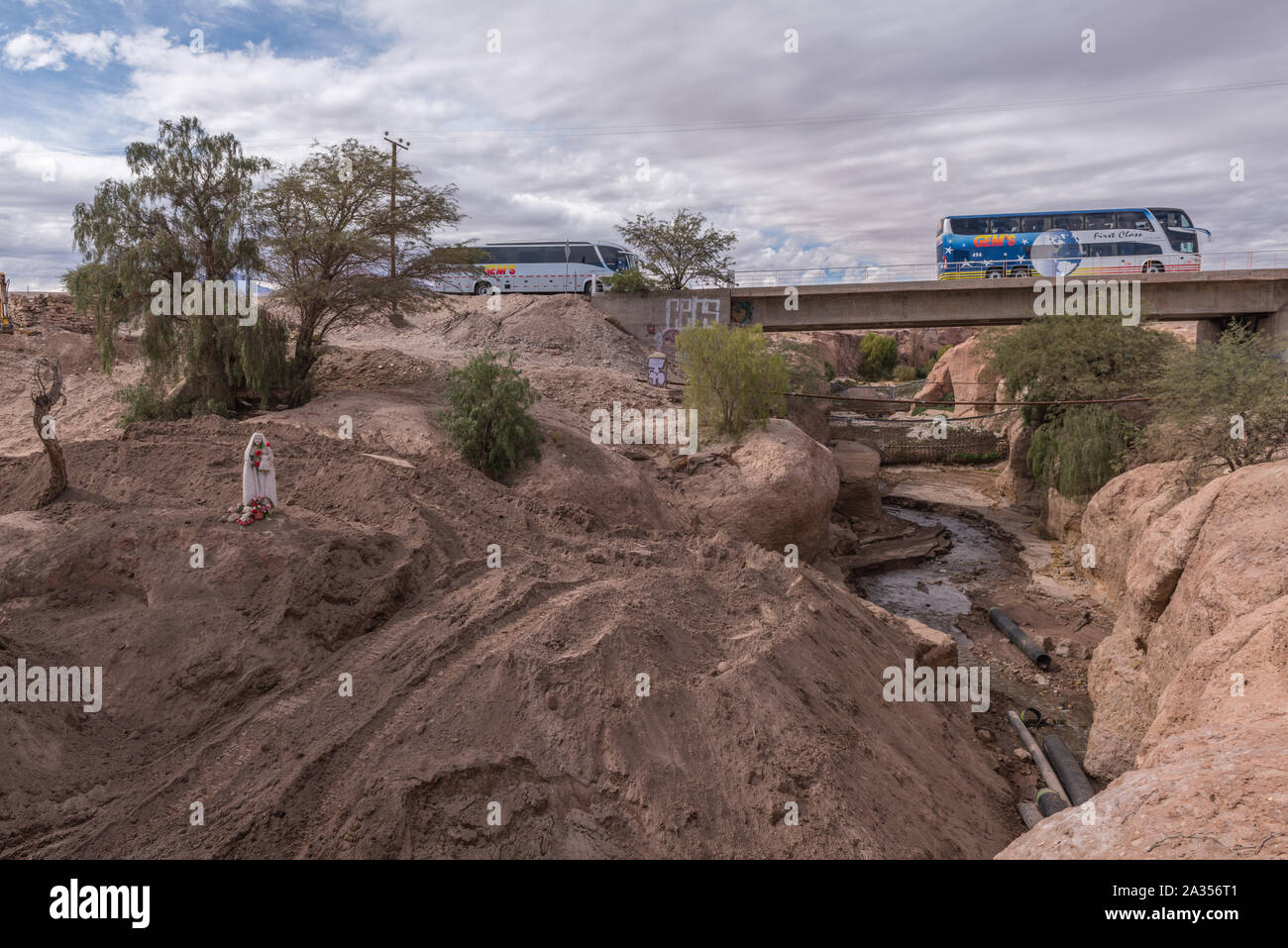 Città di Toconao, una piccola città nel deserto, Región de Antofagasta, San Pedro de Atacama deserto di Atacama, Cile, America Latina Foto Stock