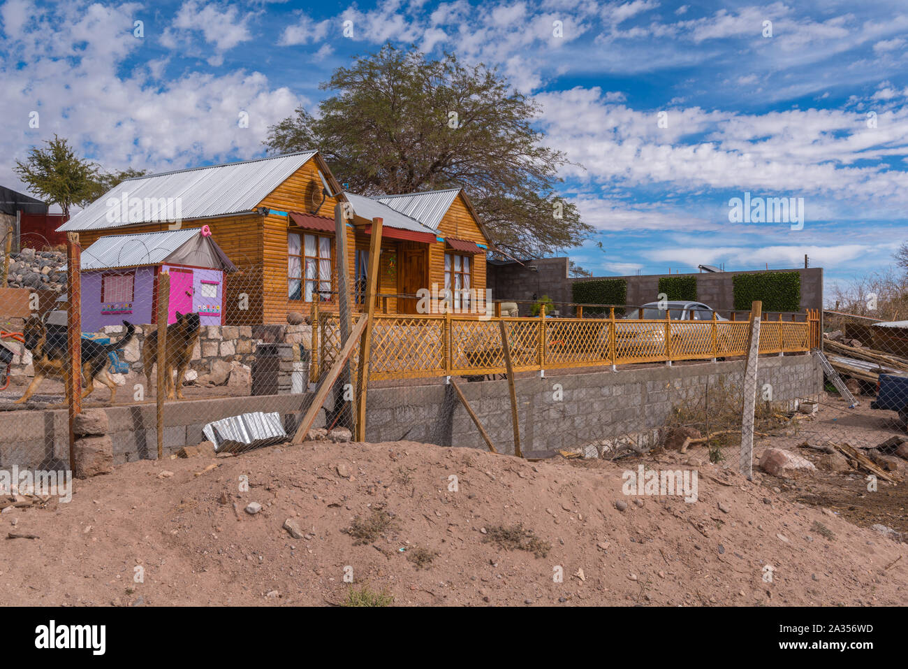 Città di Toconao, una piccola città nel deserto, Región de Antofagasta, San Pedro de Atacama deserto di Atacama, Cile, America Latina Foto Stock