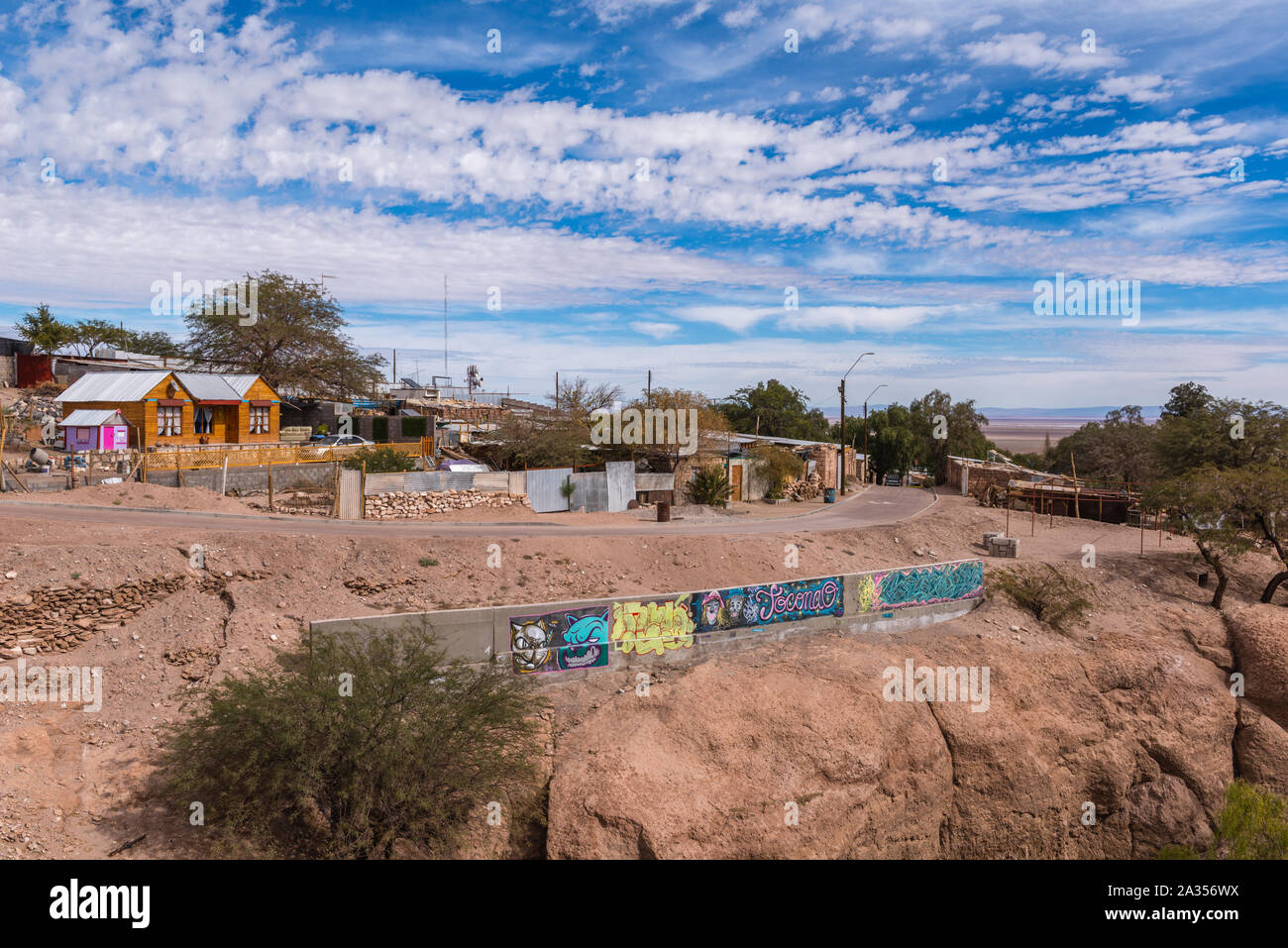 Città di Toconao, una piccola città nel deserto, Región de Antofagasta, San Pedro de Atacama deserto di Atacama, Cile, America Latina Foto Stock