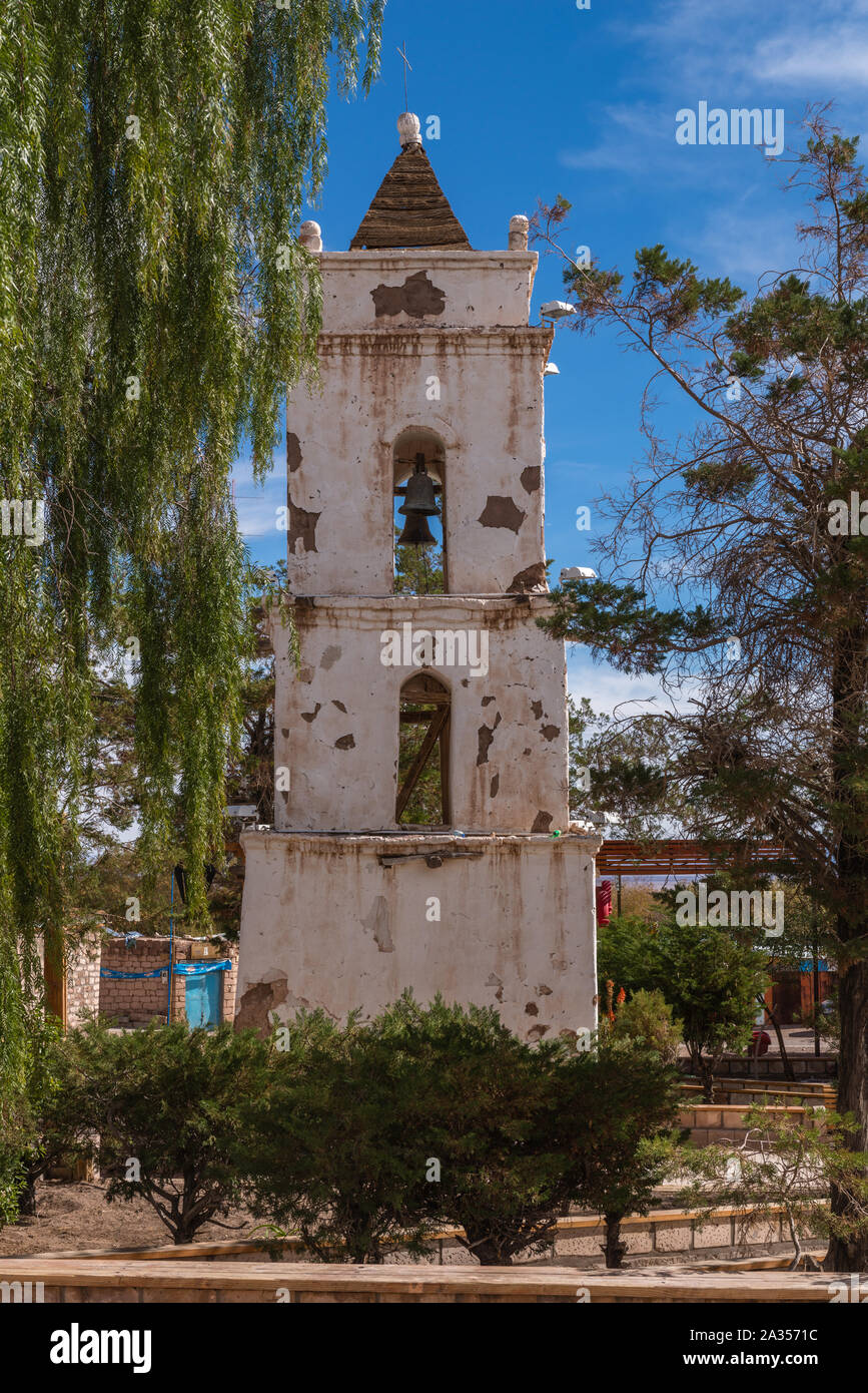 Città di Toconao, una piccola città nel deserto, Región de Antofagasta, San Pedro de Atacama deserto di Atacama, Cile, America Latina Foto Stock