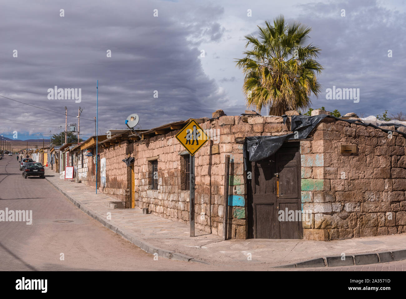 Città di Toconao, una piccola città nel deserto, Región de Antofagasta, San Pedro de Atacama deserto di Atacama, Cile, America Latina Foto Stock