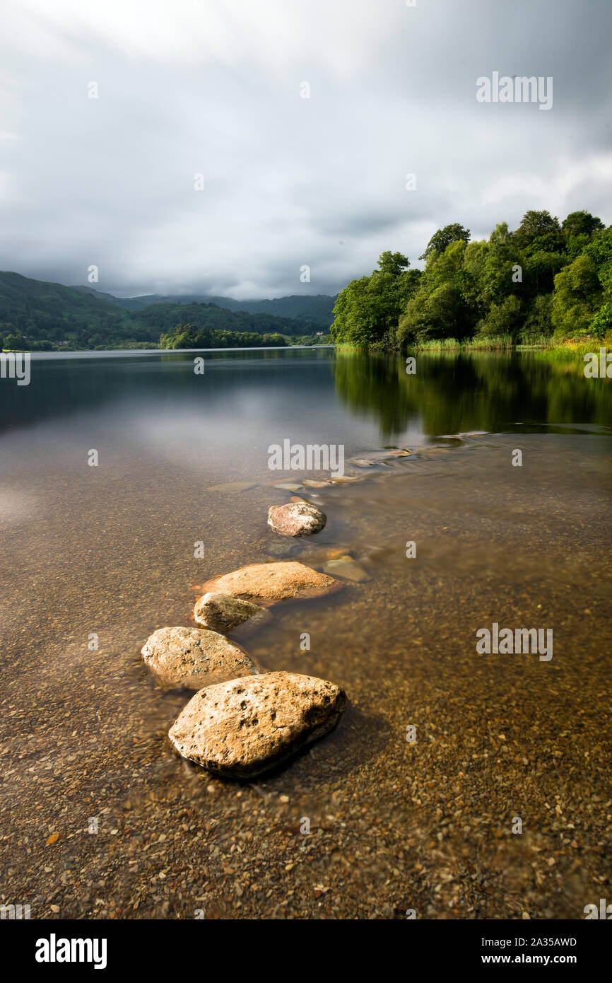 Una lunga esposizione colpo di Grasmere, nel distretto del lago, Cumbria NEL REGNO UNITO Foto Stock