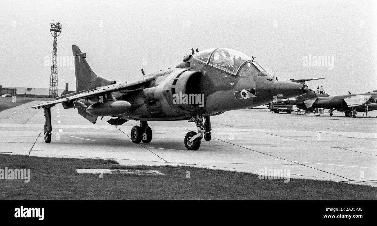 Un Harrier Jump Jet in base a RAF Wittering vicino a Peterborough Foto Stock